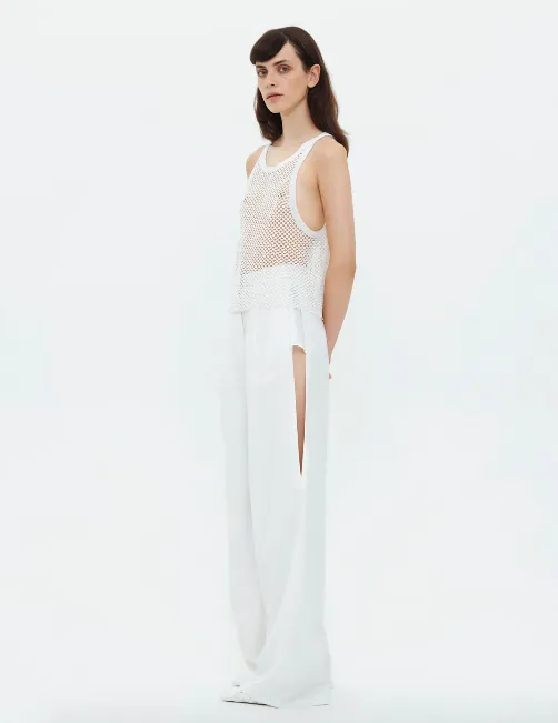 Bevza Trousers with Slits in White