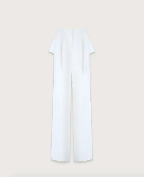 Bevza Trousers with Slits in White