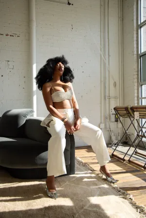 Bevza Trousers with Slits in White