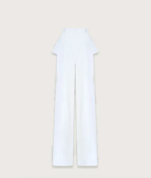 Bevza Trousers with Slits in White