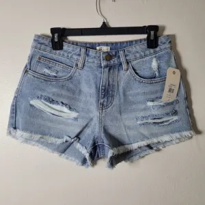 Billabong Shorts Womens 28 Drift Away Denim Raw Hem Distressed 2 Inch Inseam