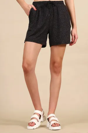 Black Abstract Printed Jersey Shorts