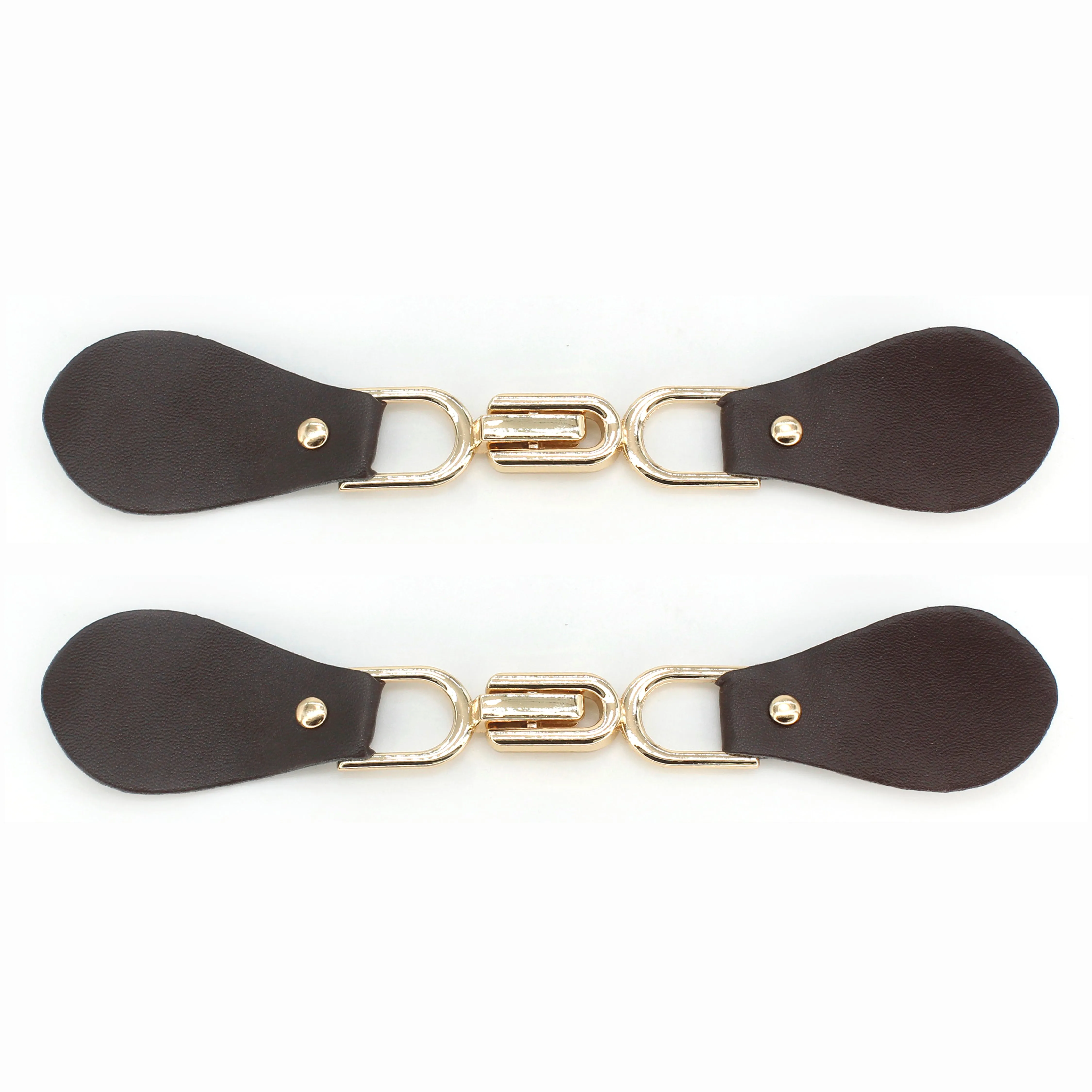 Black Leather Hook and Eye Buckle