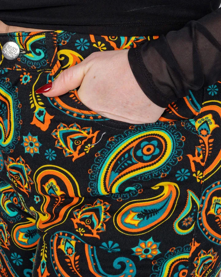 Black Paisley High Waisted Bell Bottom Flares