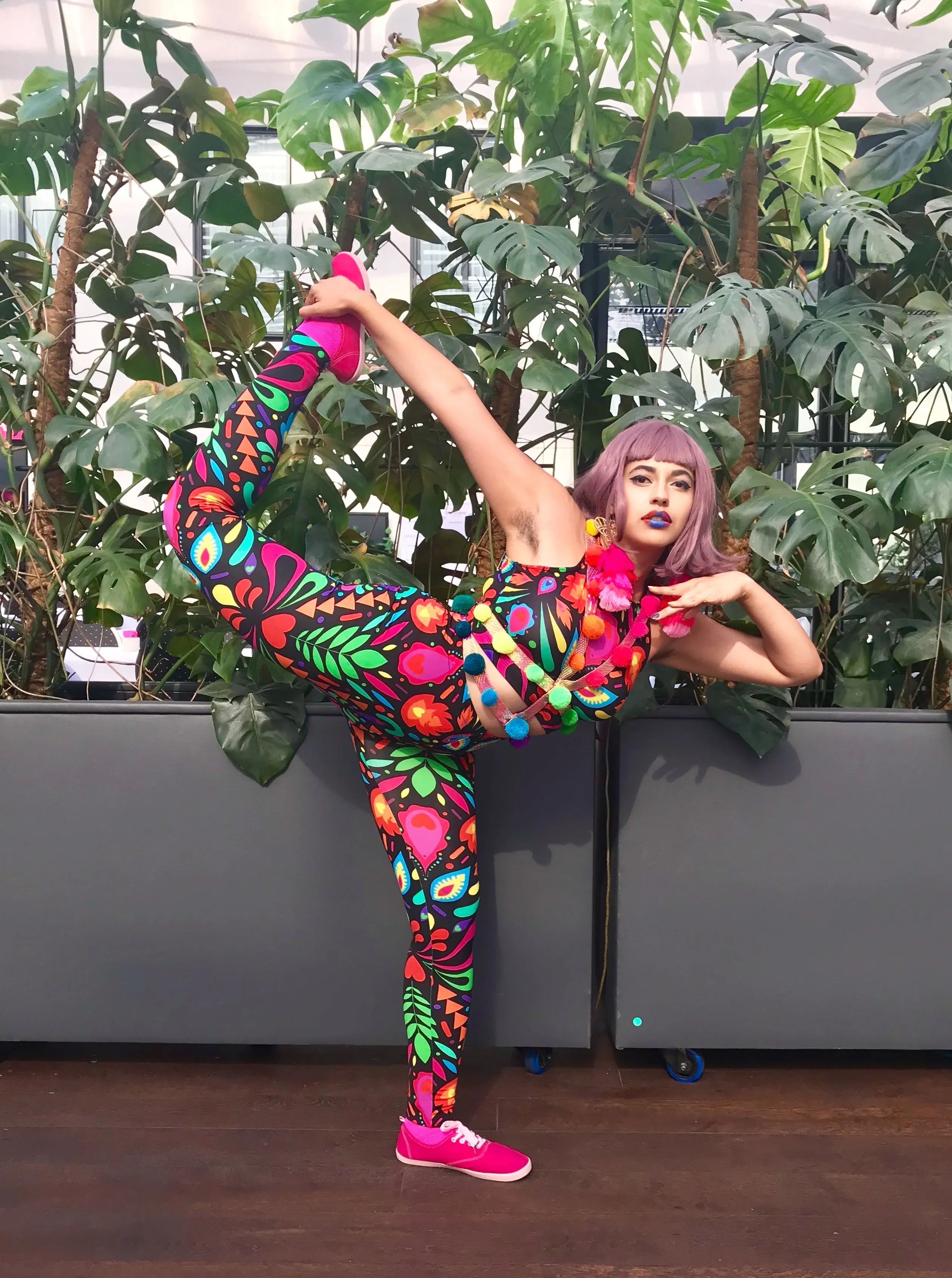 Black Rainbow Lycra Leggings in Femina Magicae Print