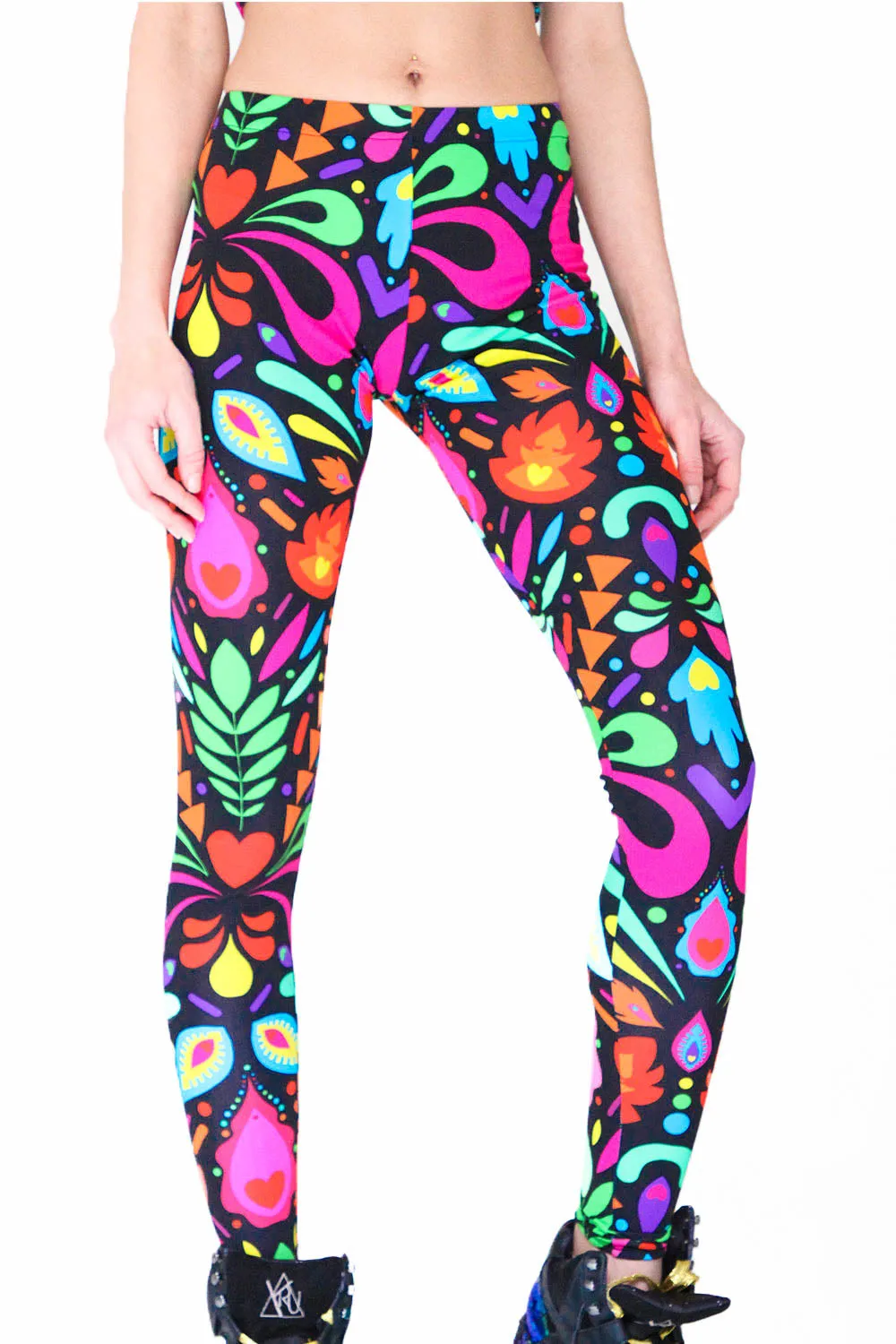 Black Rainbow Lycra Leggings in Femina Magicae Print