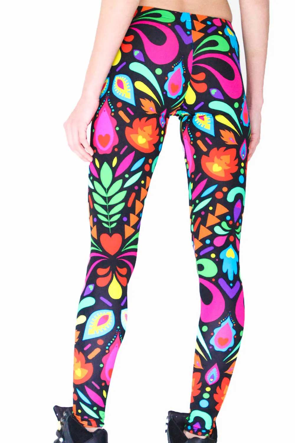 Black Rainbow Lycra Leggings in Femina Magicae Print