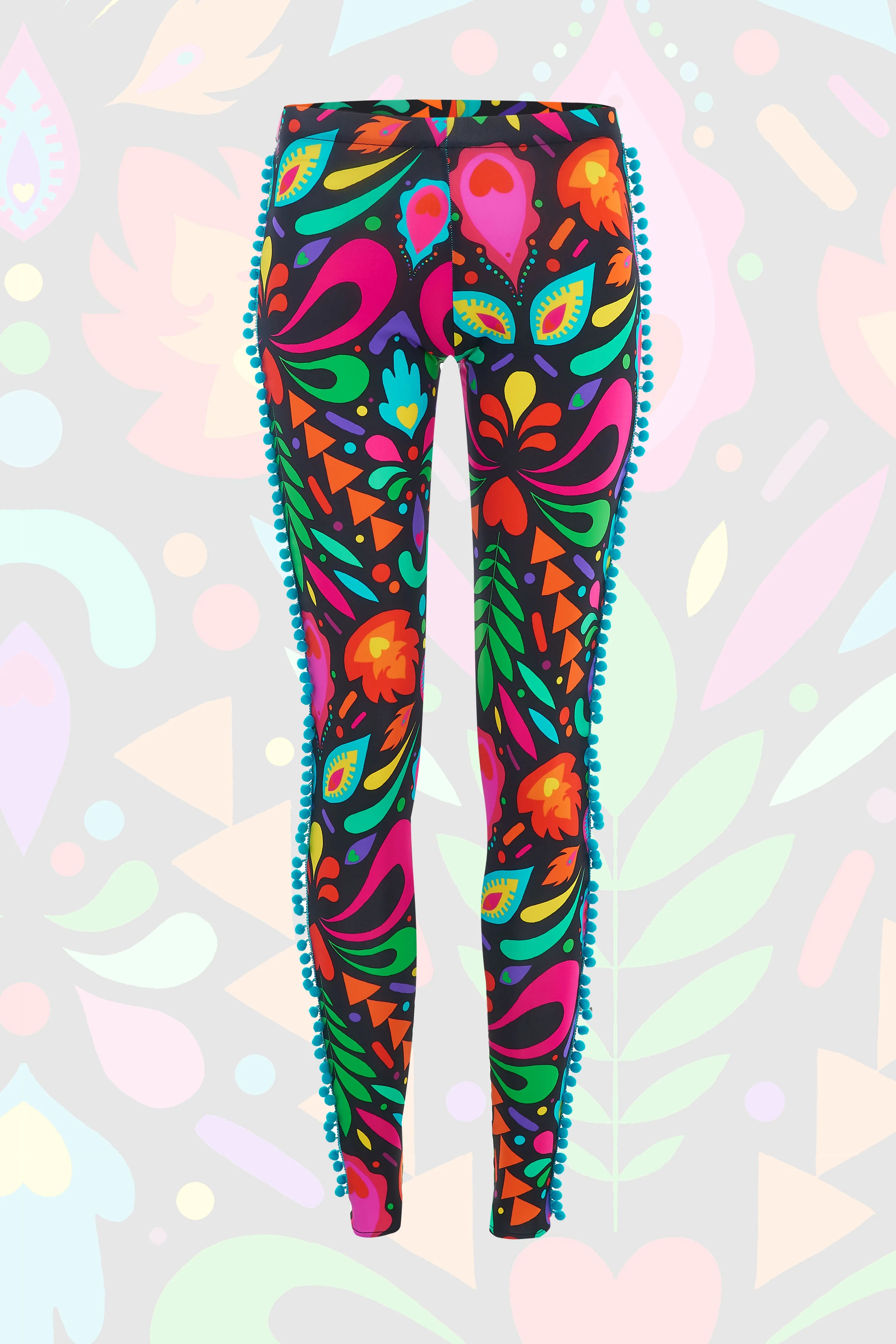 Black Rainbow Lycra Leggings in Femina Magicae Print