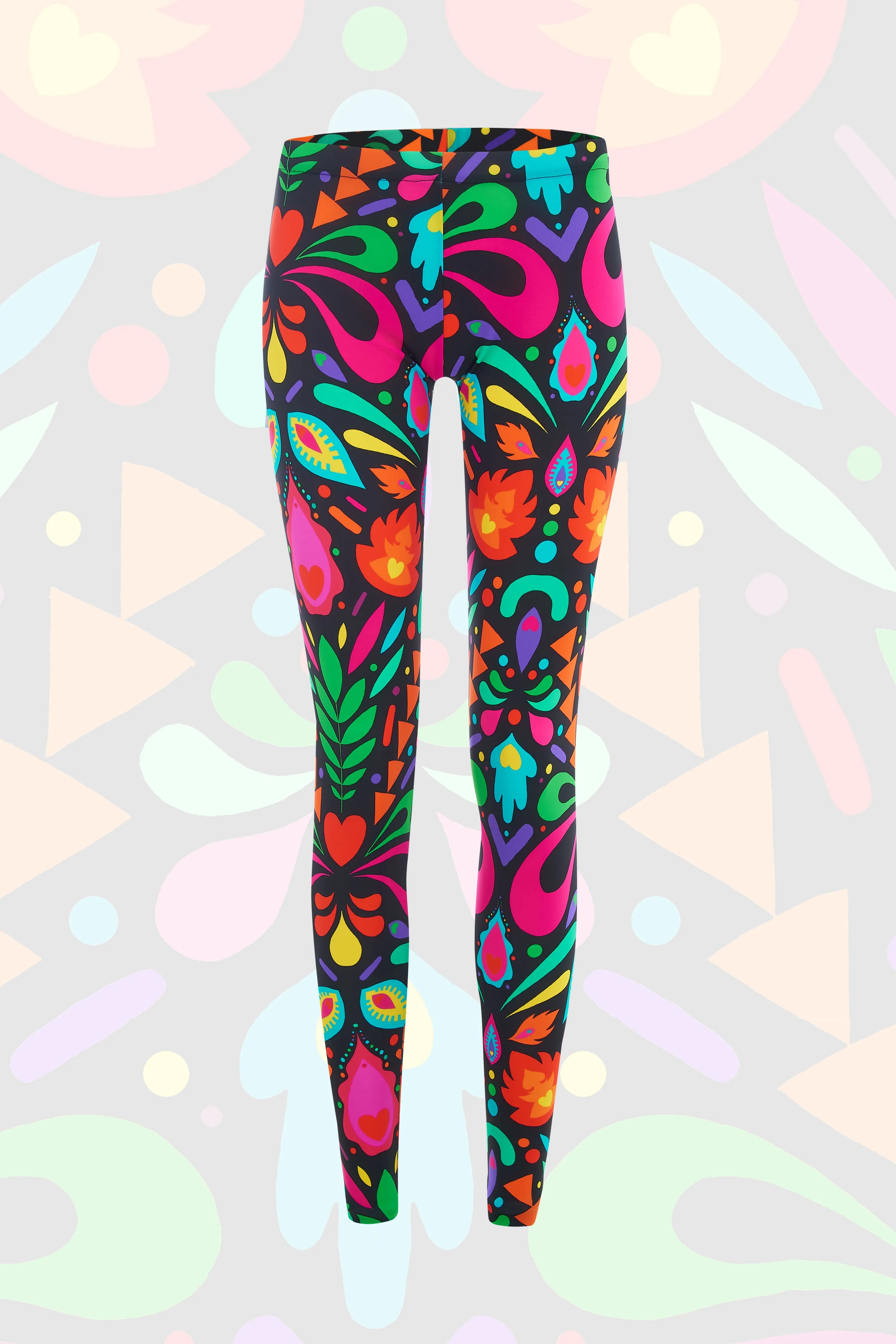 Black Rainbow Lycra Leggings in Femina Magicae Print