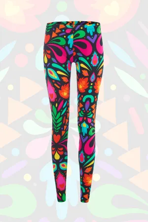 Black Rainbow Lycra Leggings in Femina Magicae Print