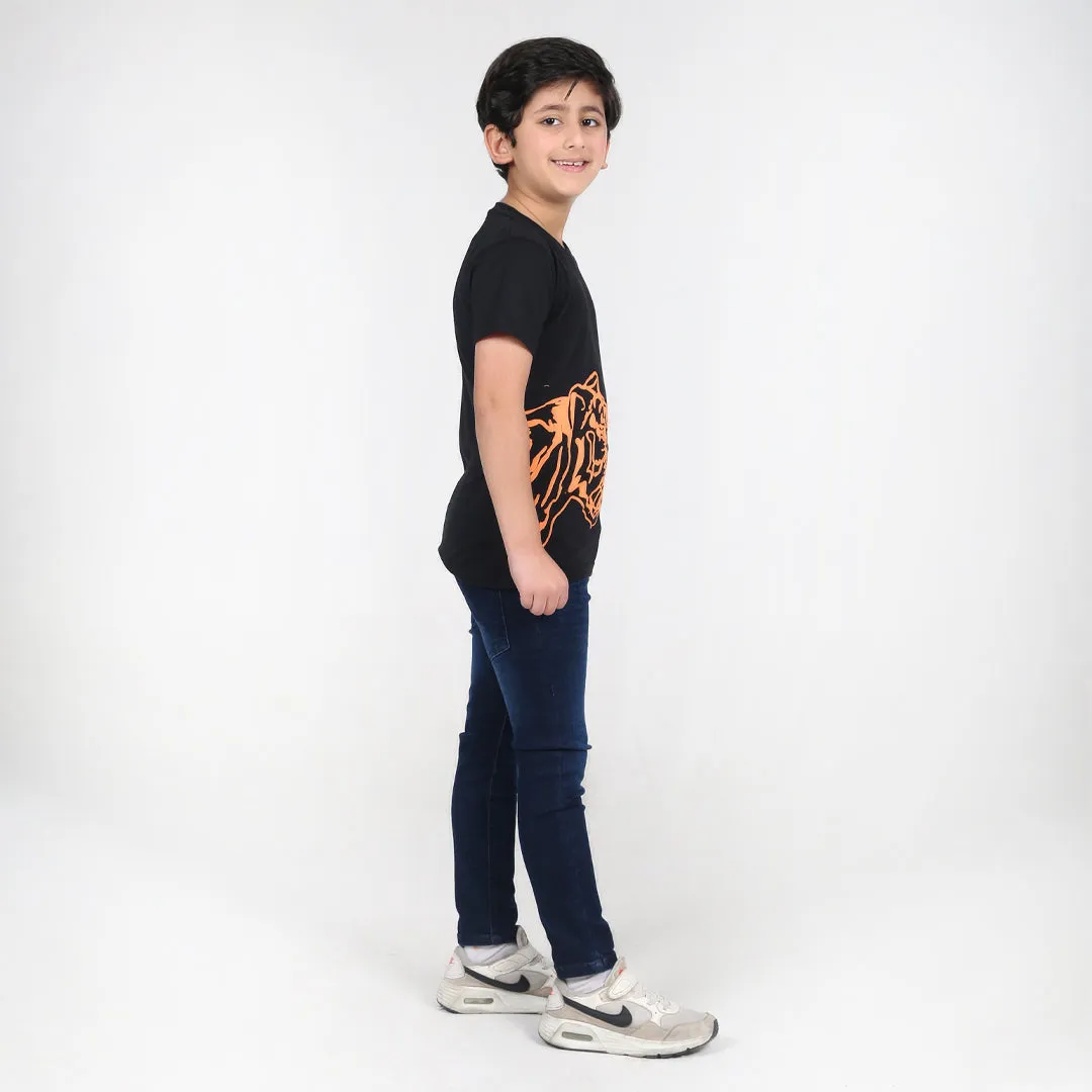 Black Tiger Puff Print T-Shirt