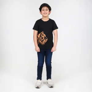 Black Tiger Puff Print T-Shirt