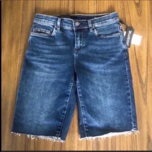 BlankNYC high rise cutoff Bermuda denim shorts