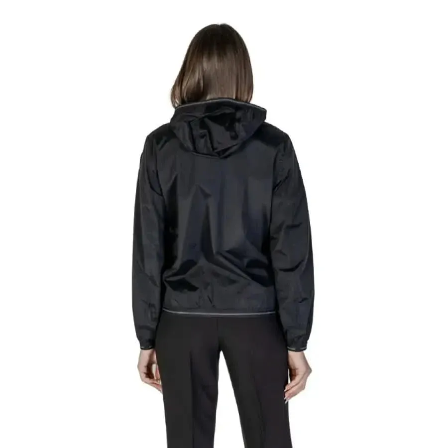 Blauer Women's Black Long Hooded Jacket for Spring and Summer