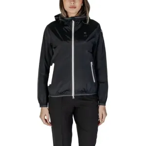 Blauer Women's Black Long Hooded Jacket for Spring and Summer