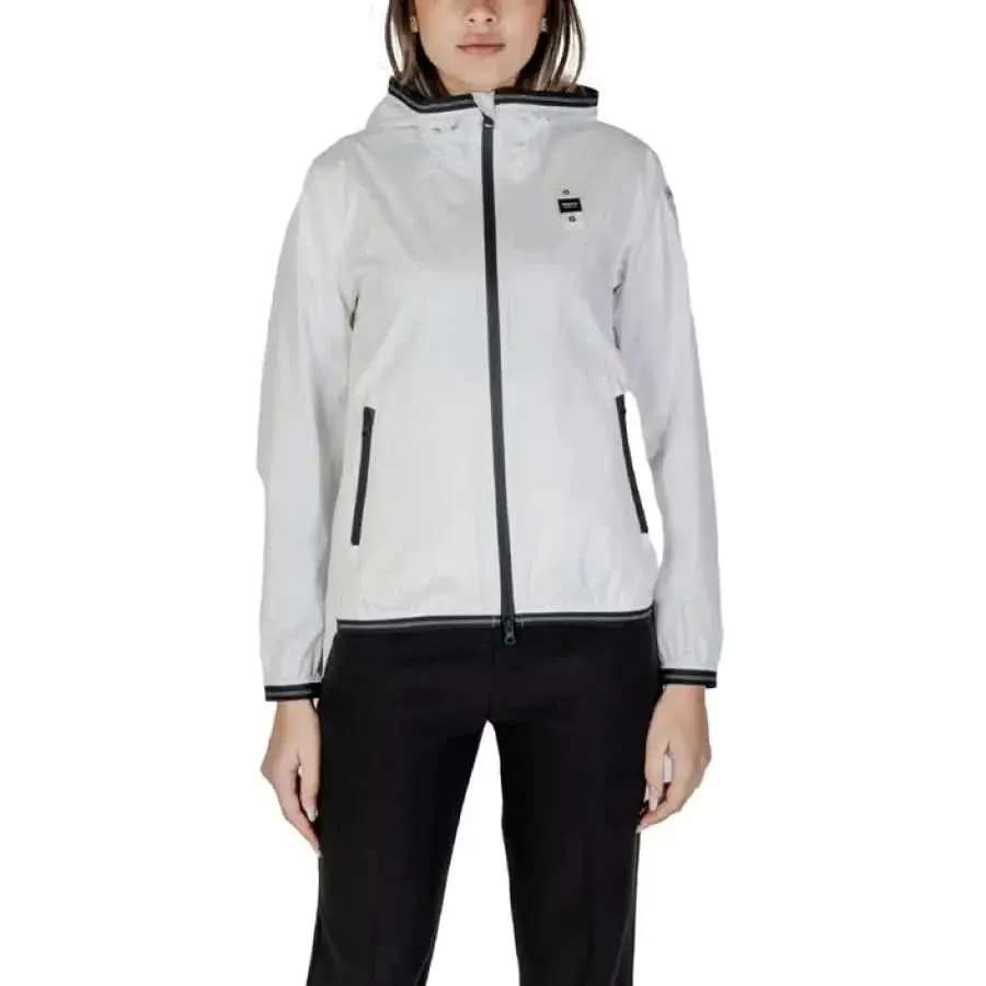 Blauer Women's Black Long Hooded Jacket for Spring and Summer