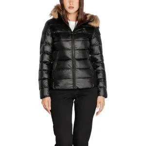 Blauer Women’s Long Black Hooded Jacket with Zip Pockets