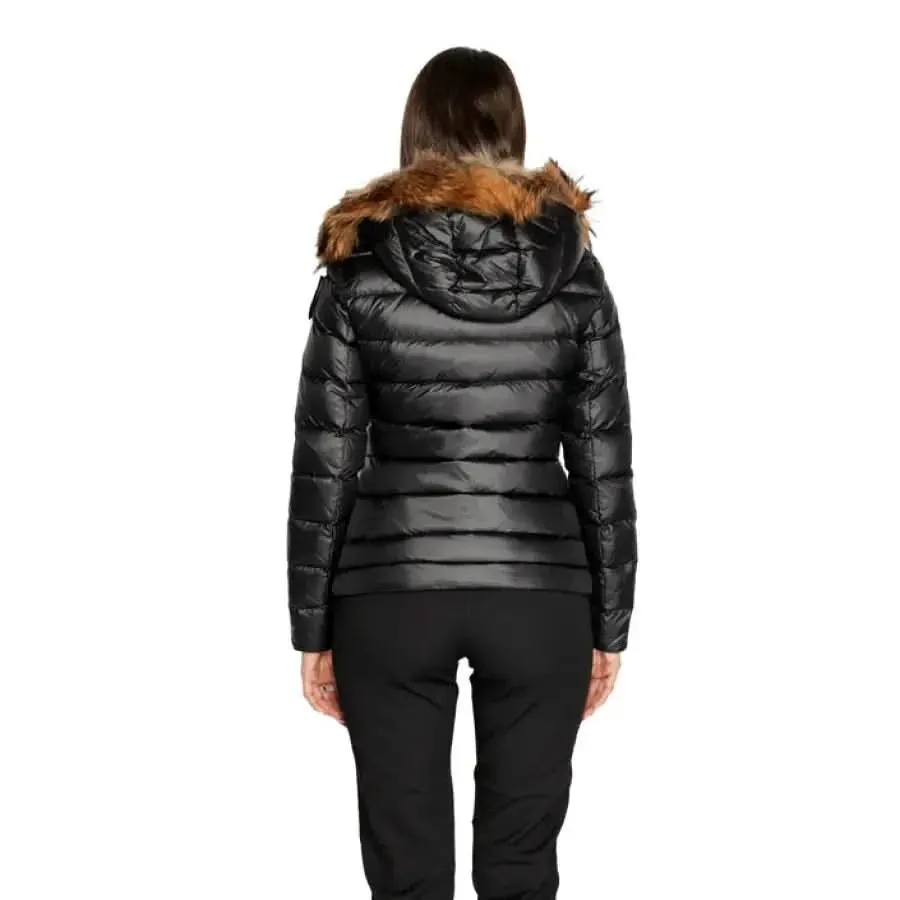 Blauer Women’s Long Black Hooded Jacket with Zip Pockets