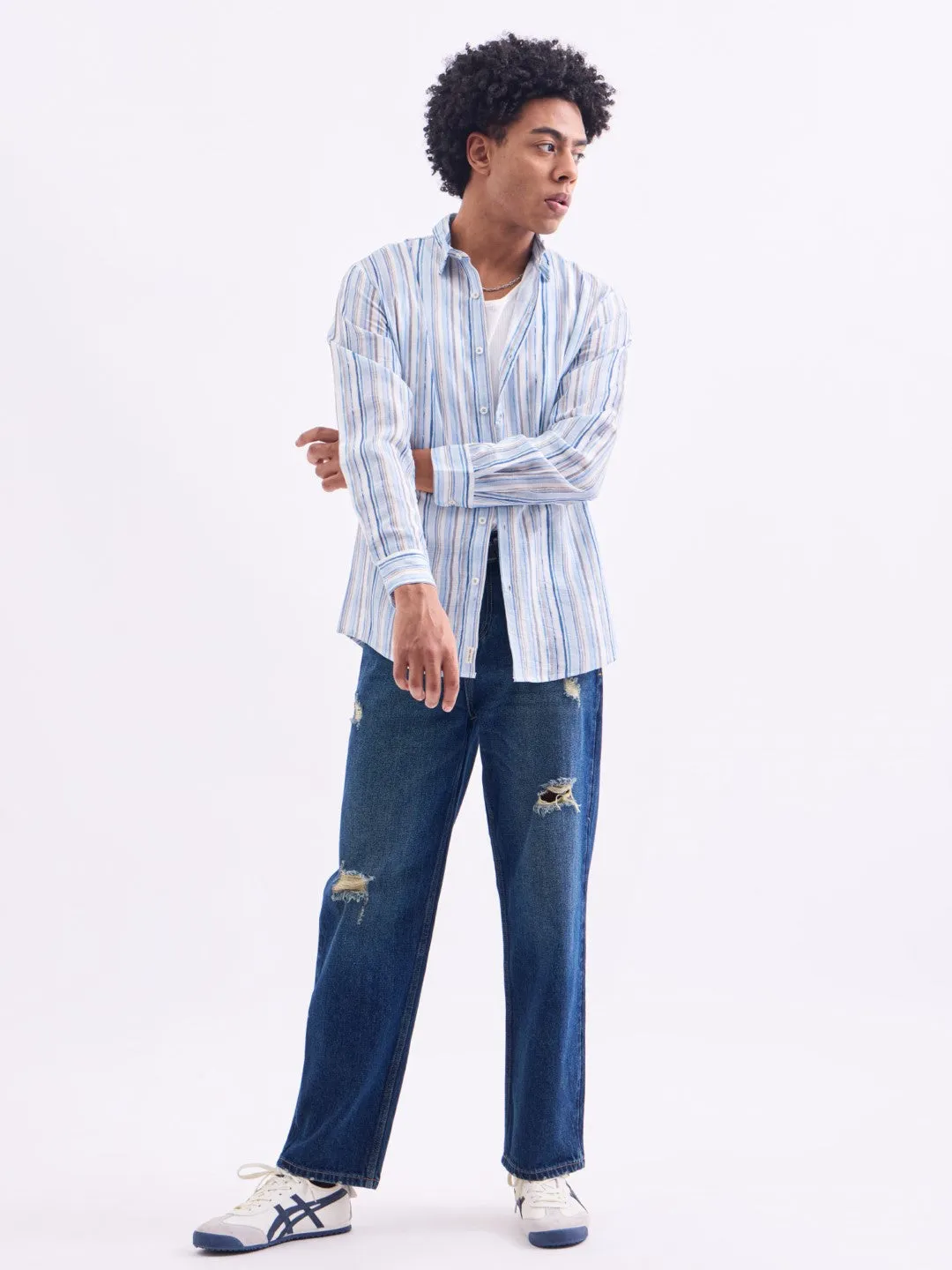 Blue Striped Slim Fit Shirt