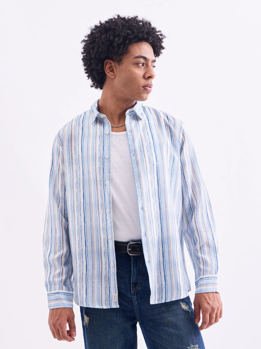 Blue Striped Slim Fit Shirt