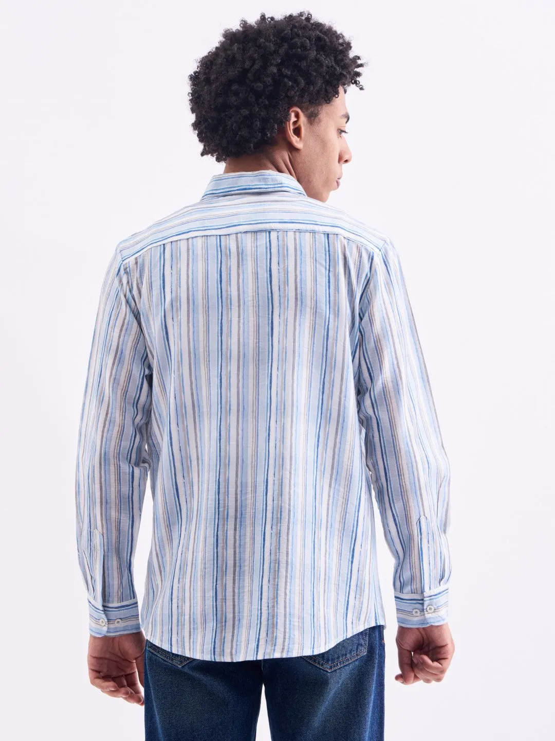 Blue Striped Slim Fit Shirt