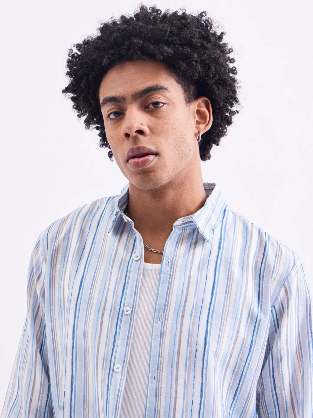 Blue Striped Slim Fit Shirt