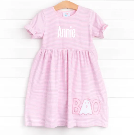 Boo! Applique Dress, Pink