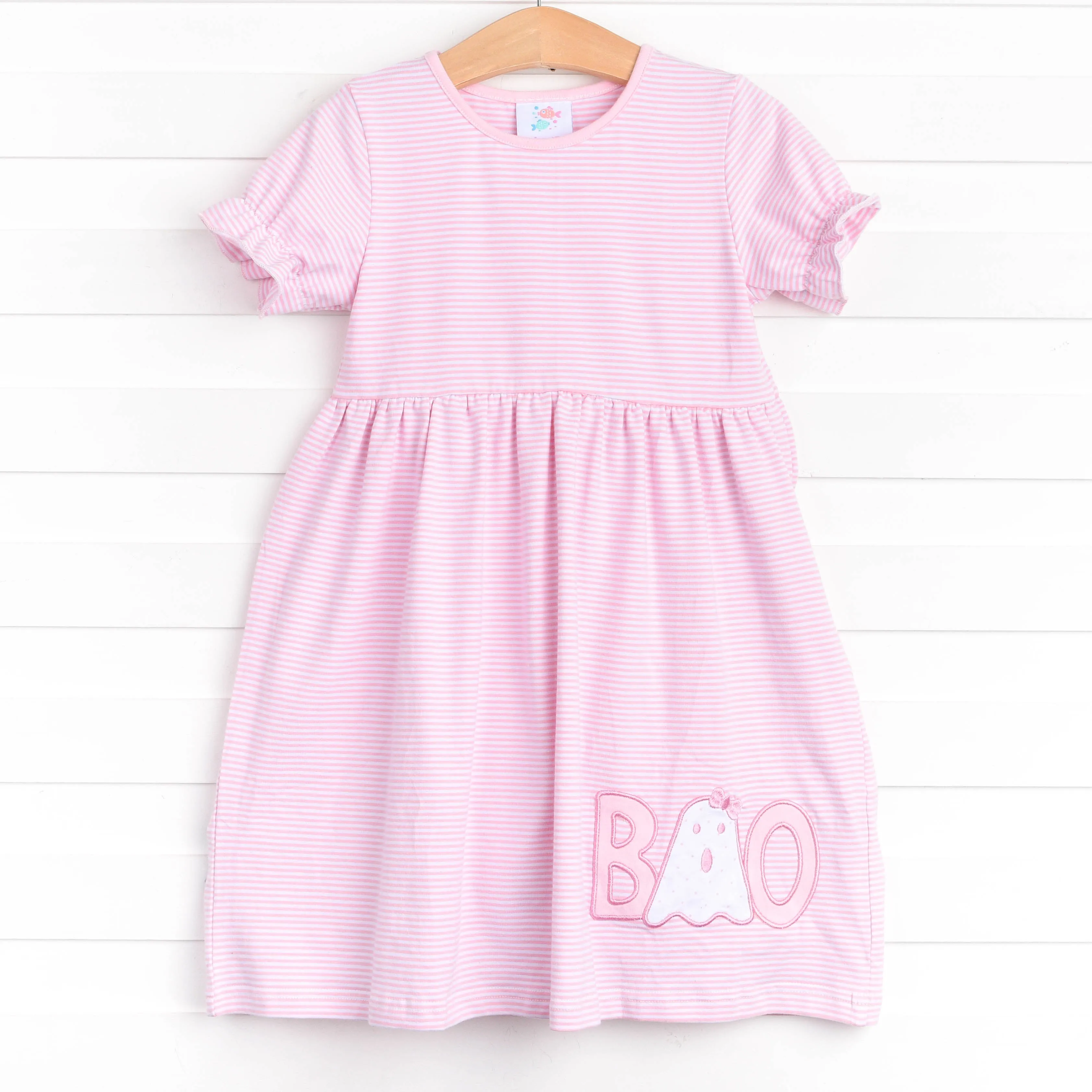 Boo! Applique Dress, Pink
