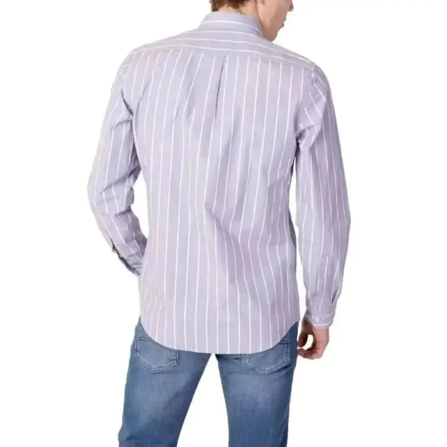 Boss Men's Lilac Striped Cotton Shirt
