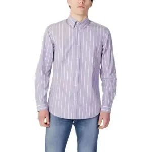 Boss Men's Lilac Striped Cotton Shirt