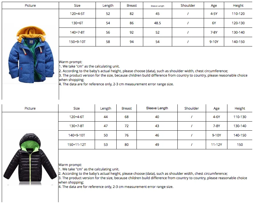 Boys coats winter blue Jacket kids Casual Boys thick Winter jacket Christmas Boy Winter Coat