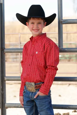 BOYS RED PRINT LONG SLEEVE SHIRT