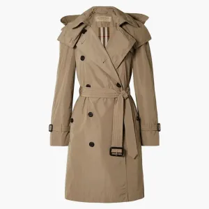 Burberry Women's Amberford Hooded Shell Trench Coat Beige