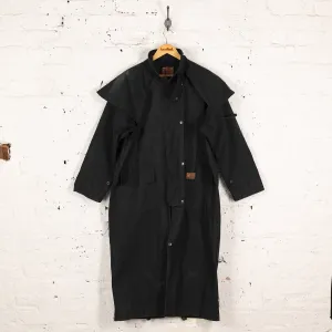 Bush Skins Long Wax Jacket Coat - Black - S