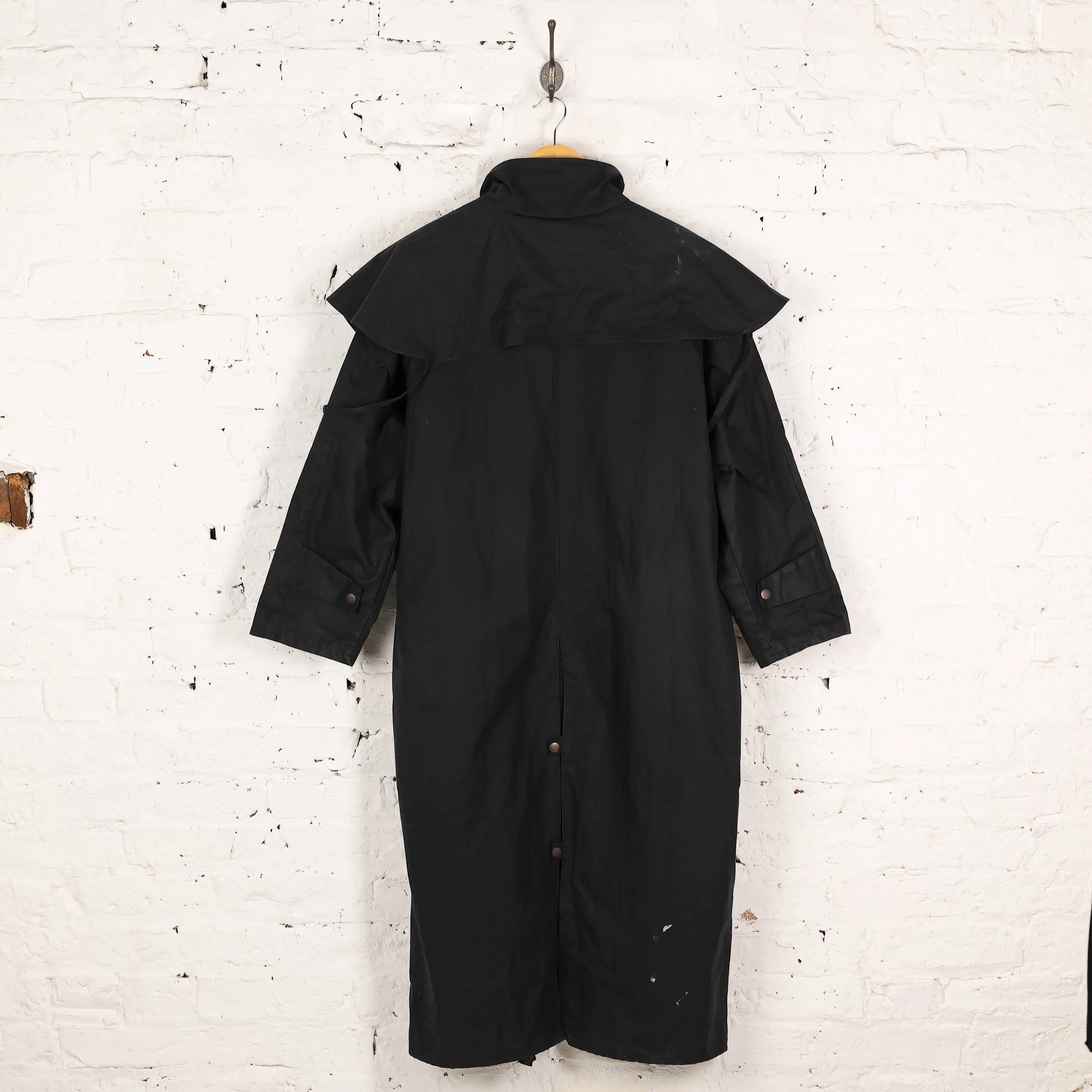 Bush Skins Long Wax Jacket Coat - Black - S