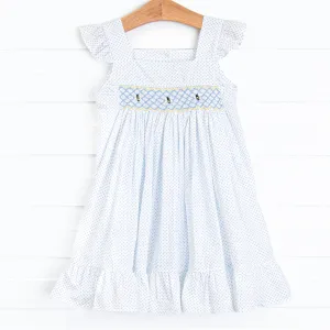 Buzzin' Bees Smocked Dress, Blue