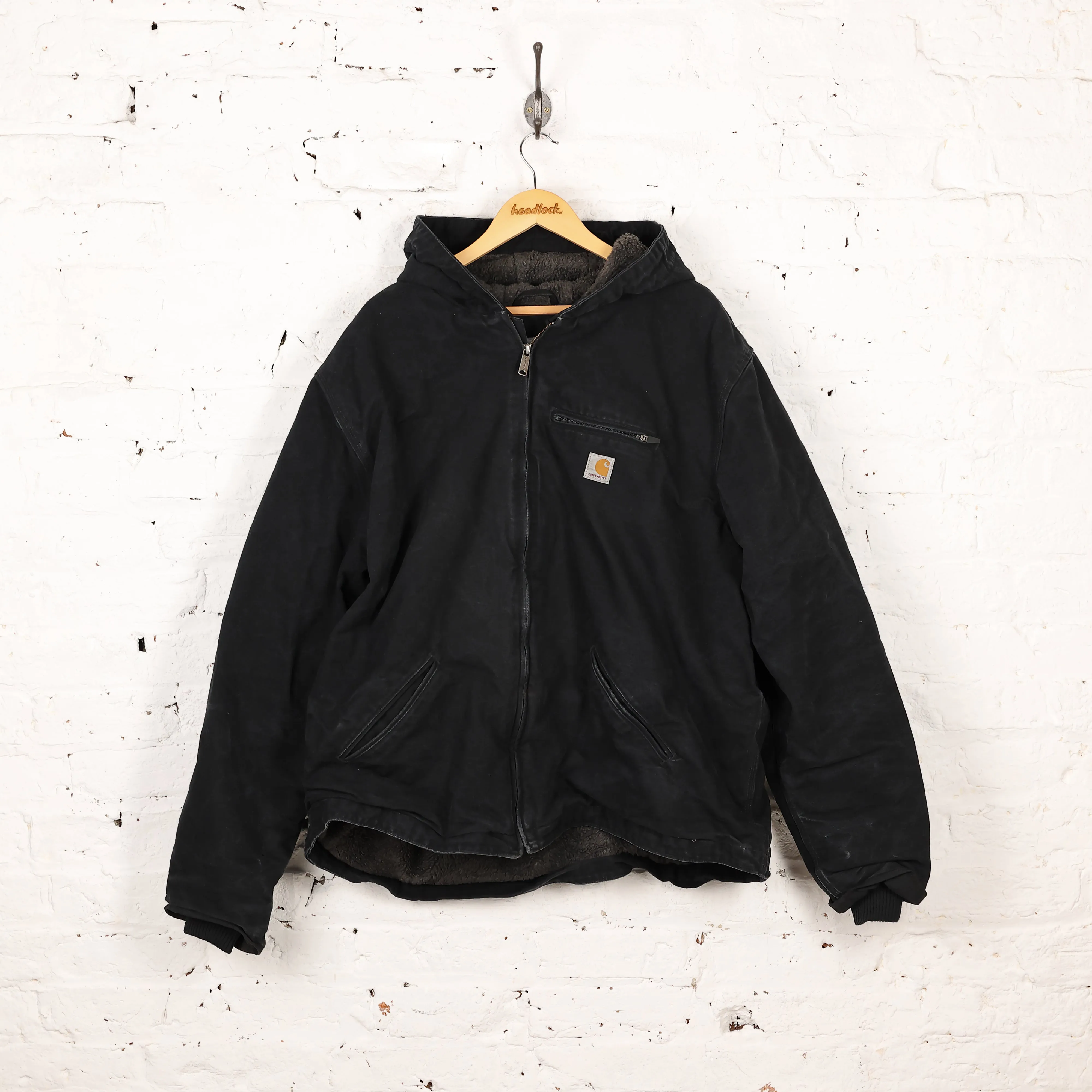 Carhartt Hooded Fleece Lined Work Jacket - Black - XXL
