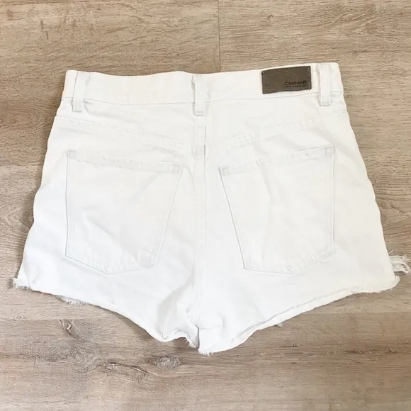 Carmar Destroyed White Denim Shorts