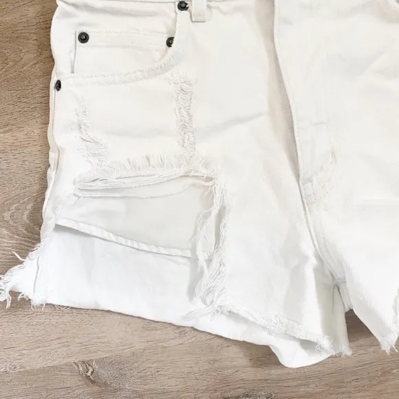 Carmar Destroyed White Denim Shorts