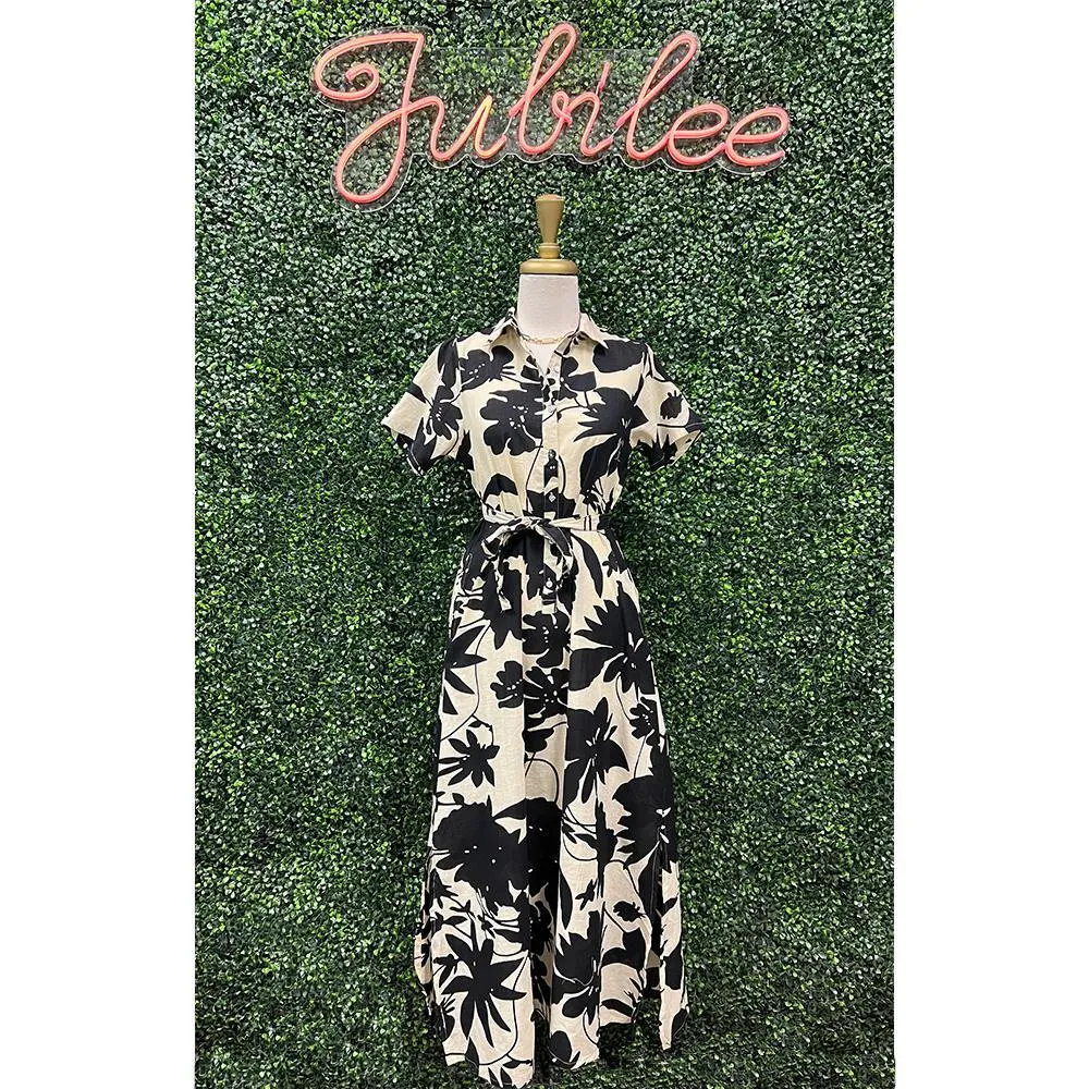 Carrie Black & Ivory Floral Dress