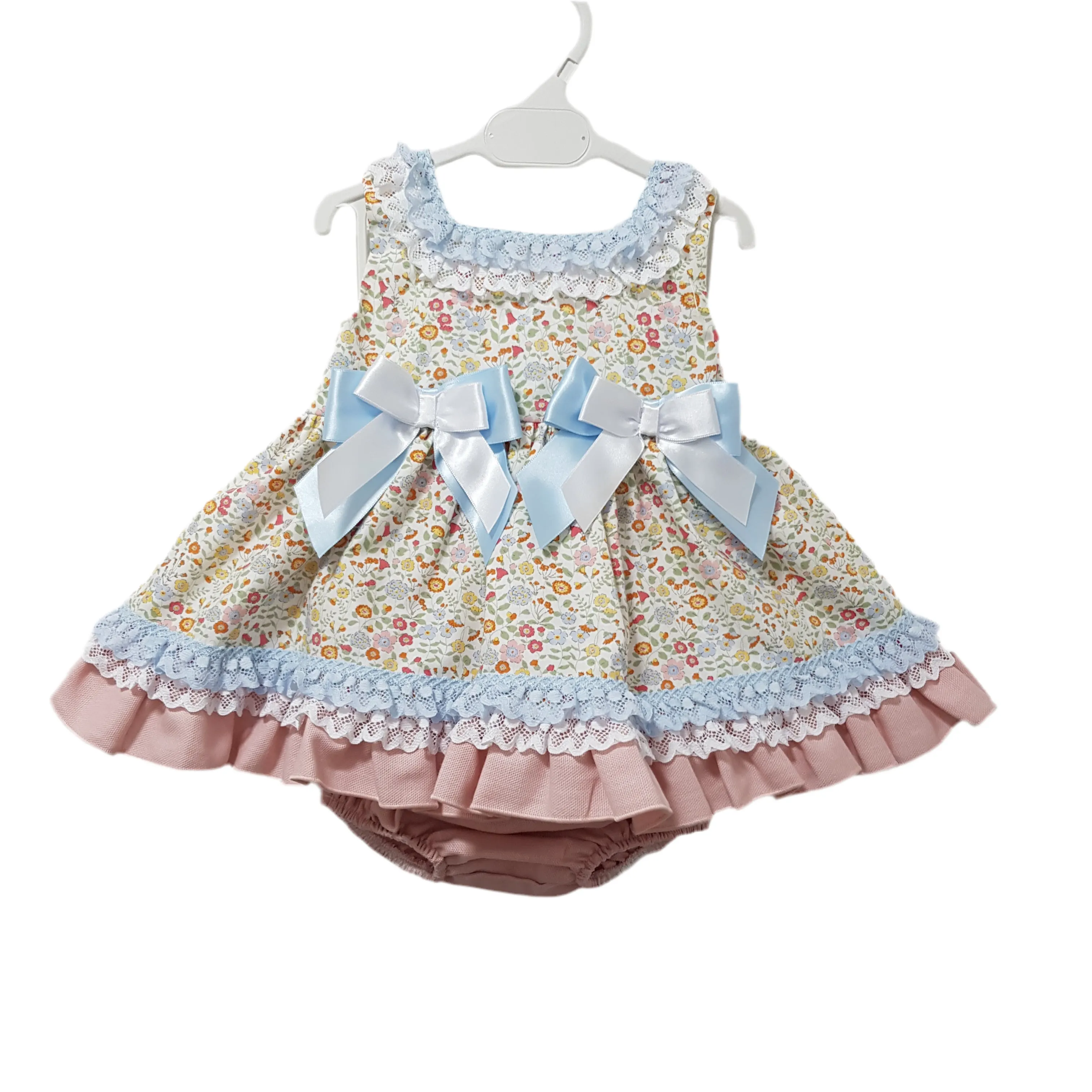 Ceyber Baby Girls Pink and Blue Floral Dress