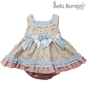 Ceyber Baby Girls Pink and Blue Floral Dress