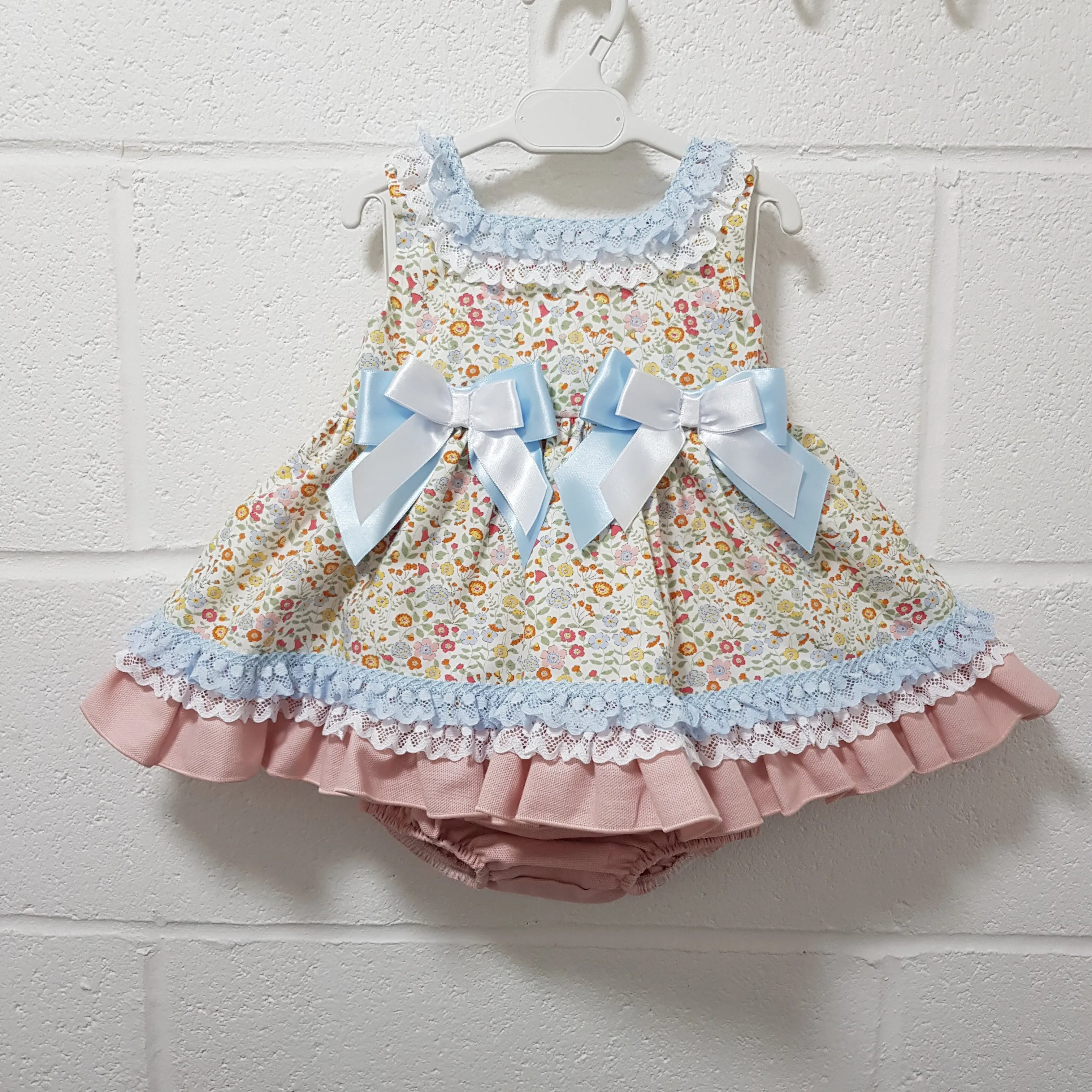 Ceyber Baby Girls Pink and Blue Floral Dress