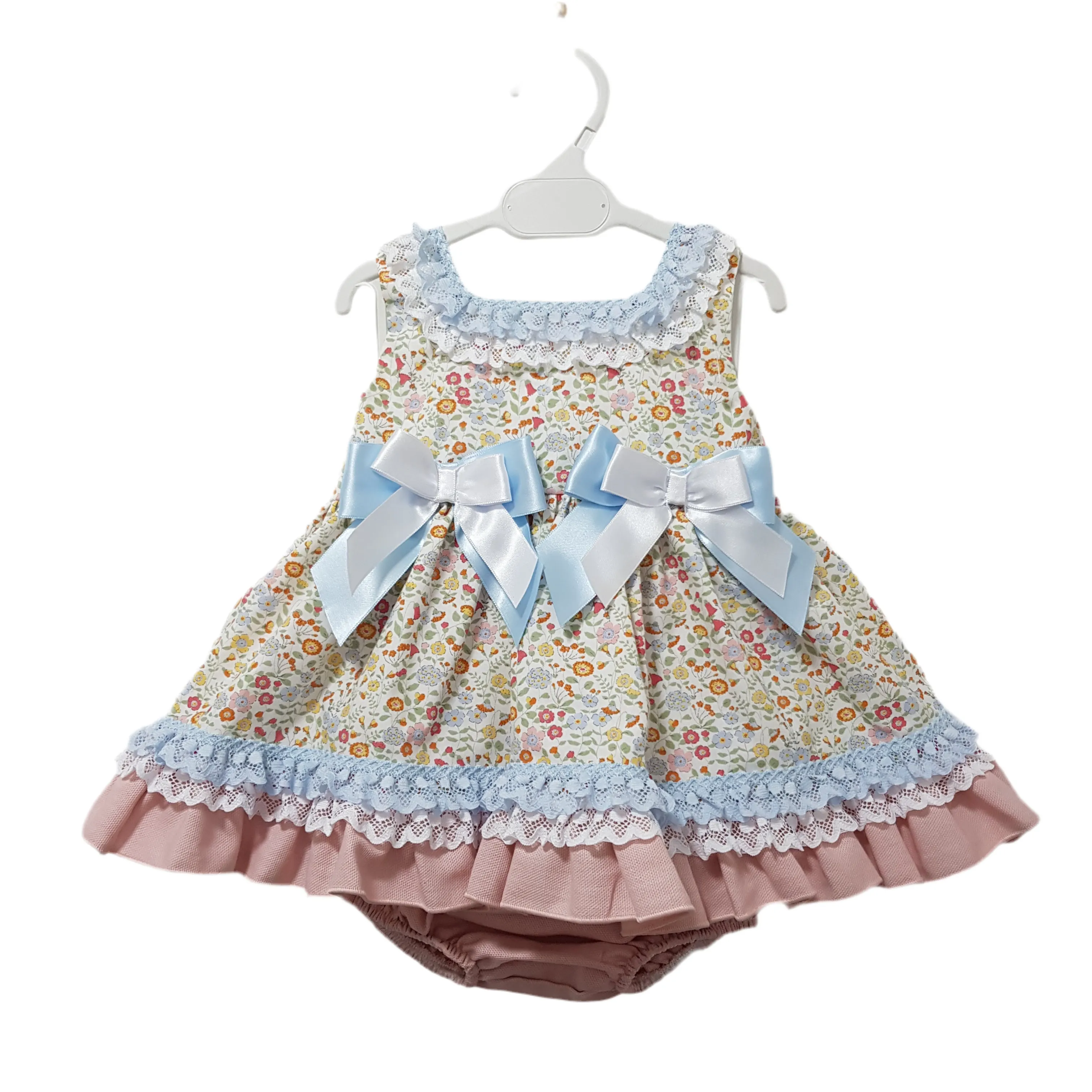 Ceyber Baby Girls Pink and Blue Floral Dress