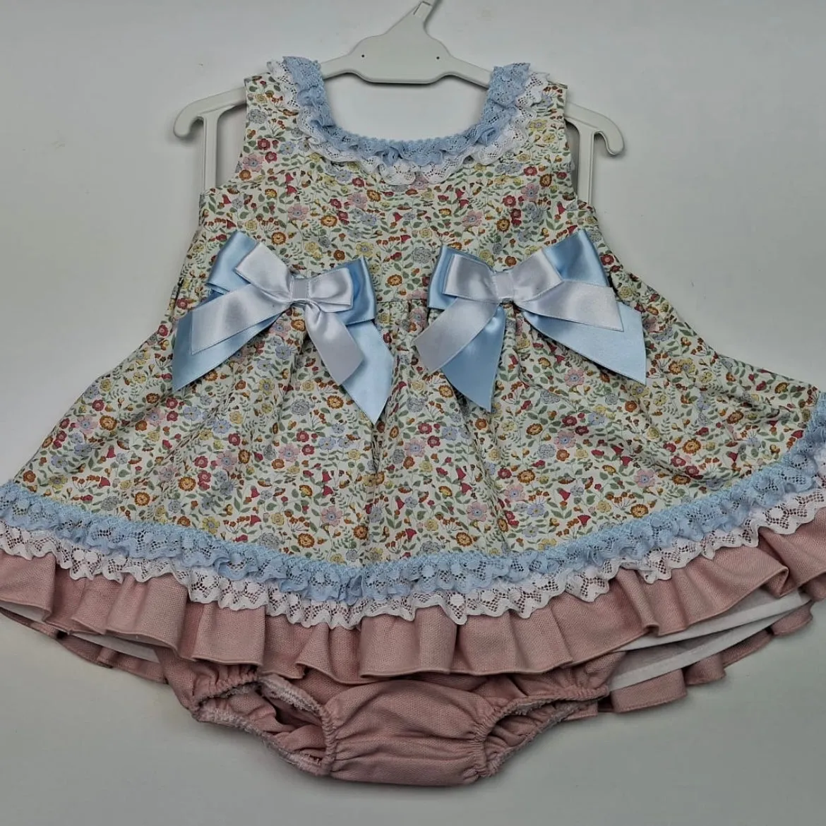 Ceyber Baby Girls Pink and Blue Floral Dress