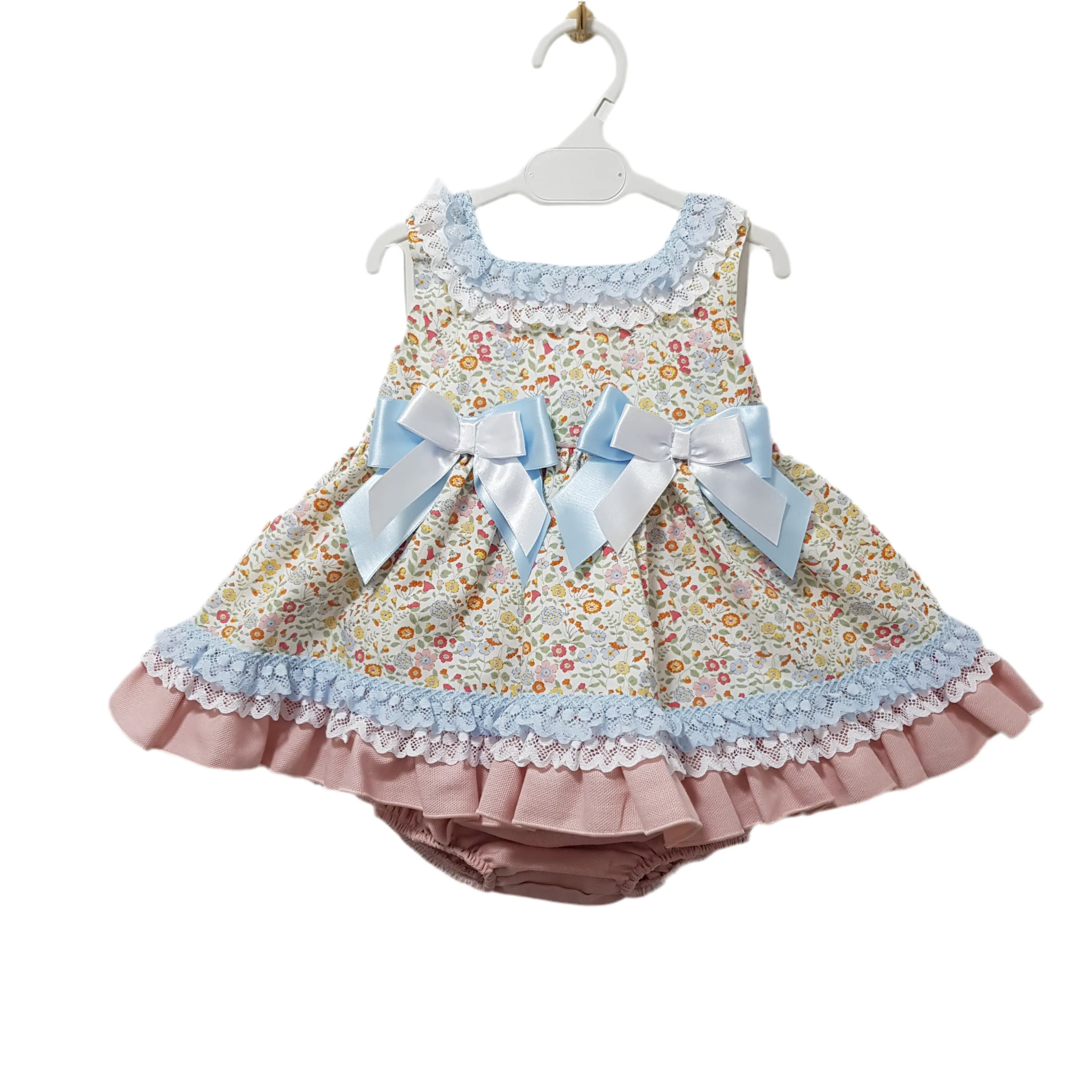 Ceyber Baby Girls Pink and Blue Floral Dress