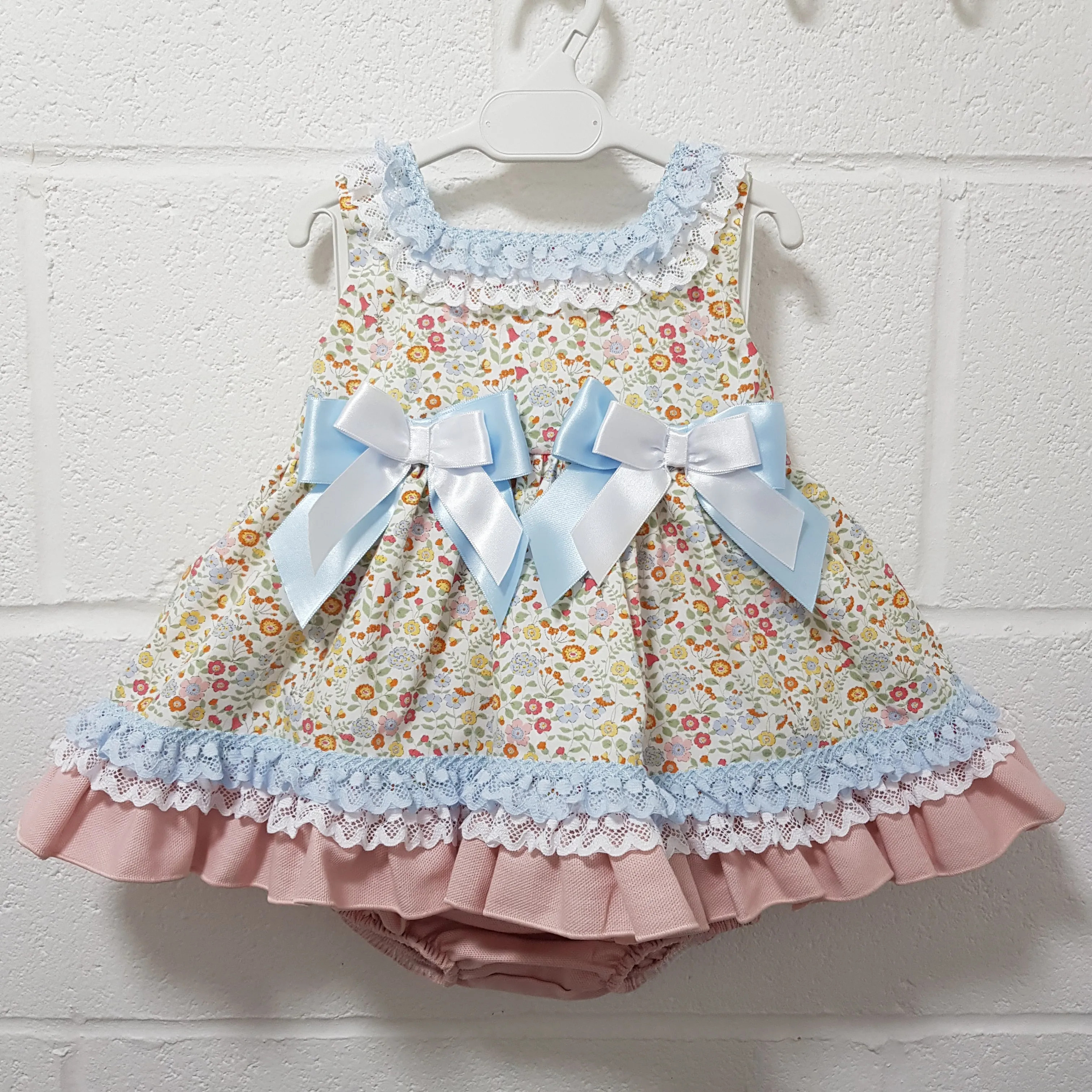 Ceyber Baby Girls Pink and Blue Floral Dress