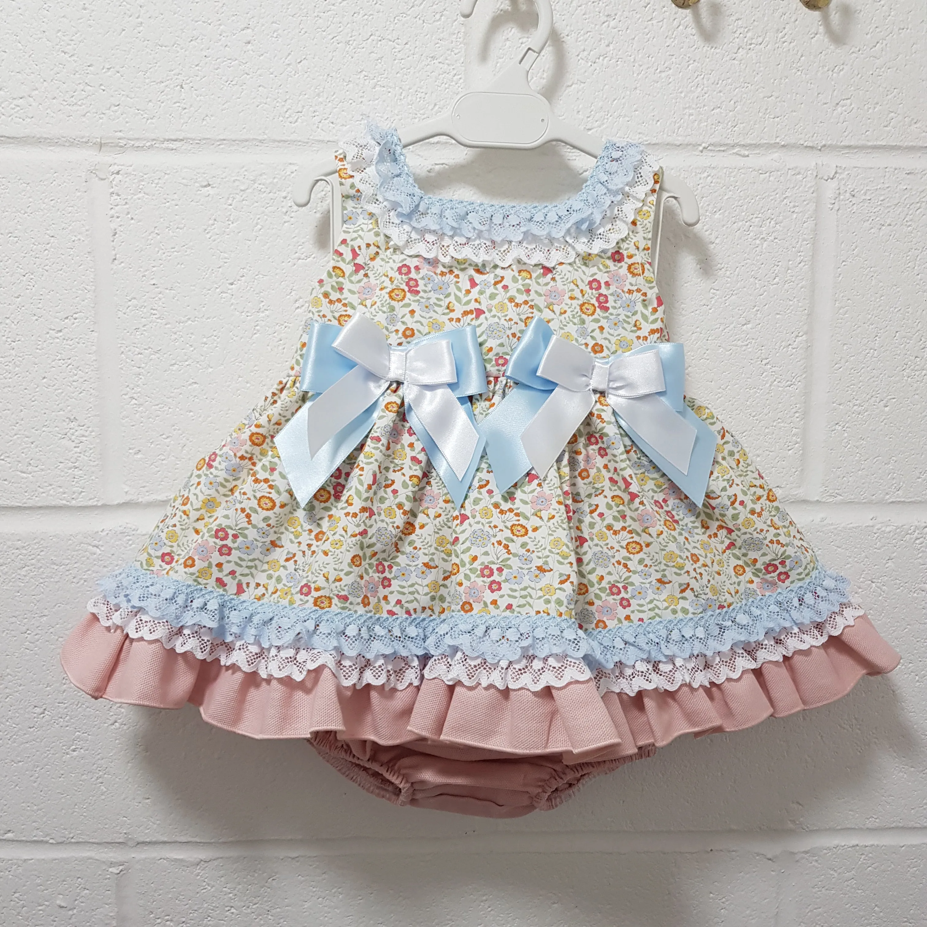 Ceyber Baby Girls Pink and Blue Floral Dress