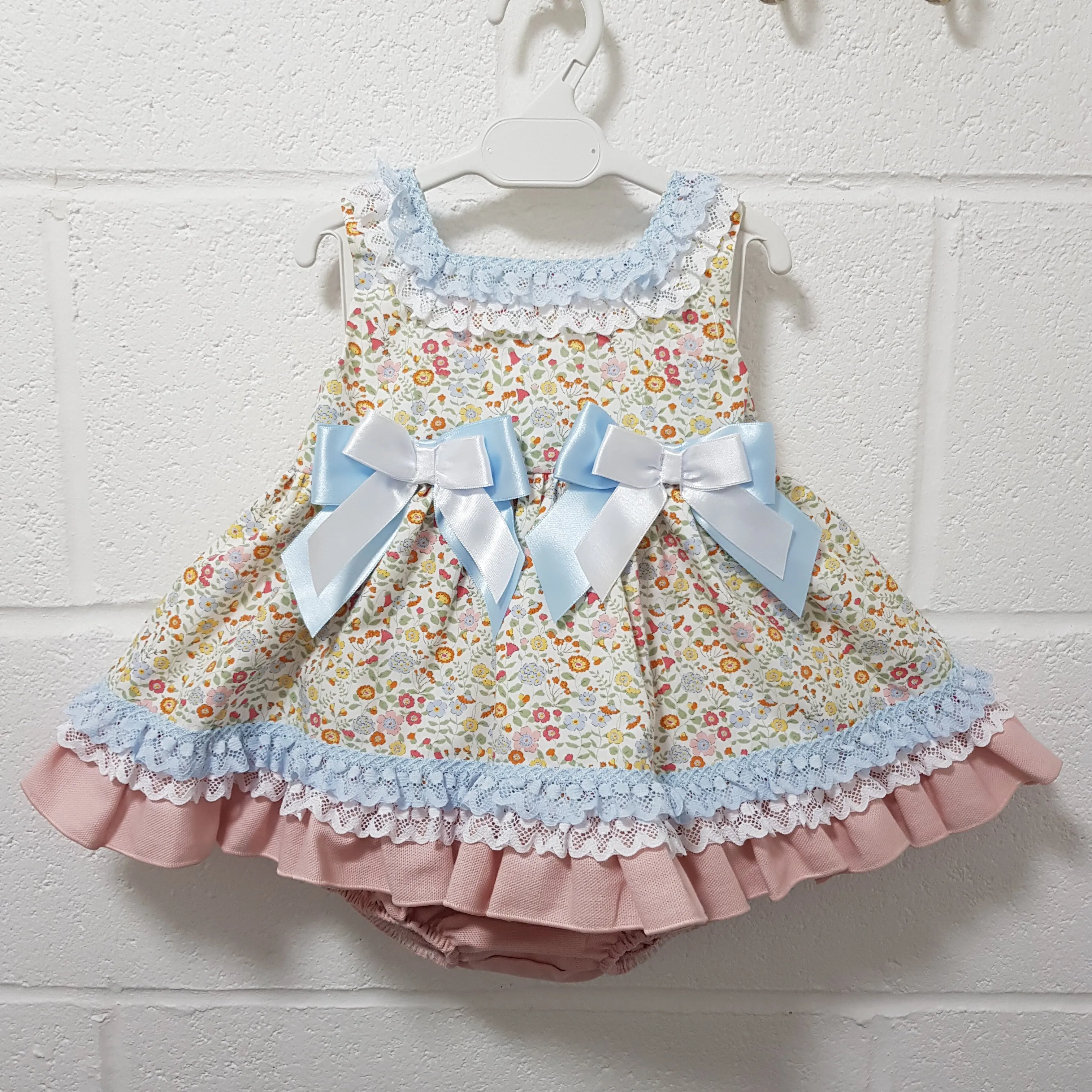 Ceyber Baby Girls Pink and Blue Floral Dress
