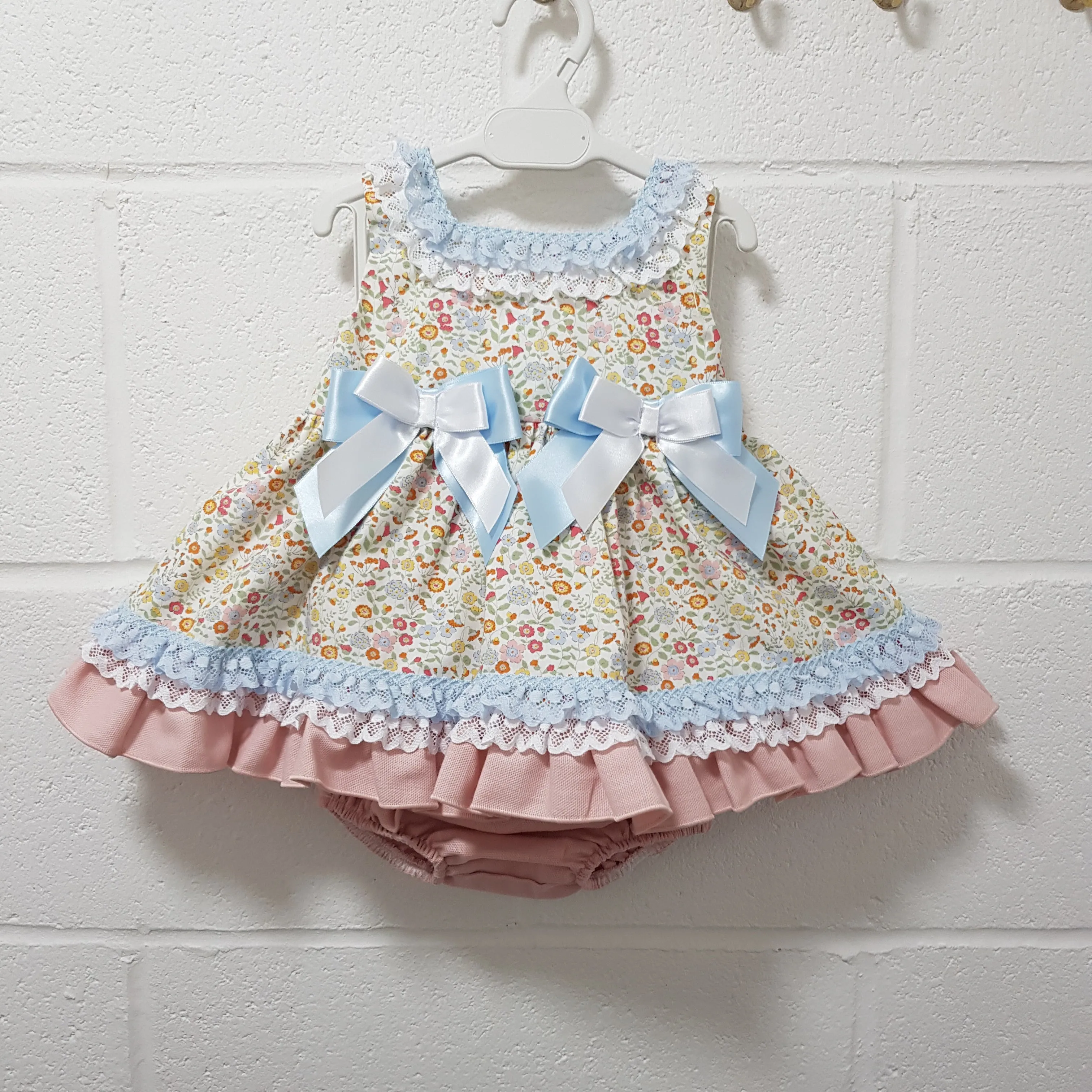 Ceyber Baby Girls Pink and Blue Floral Dress